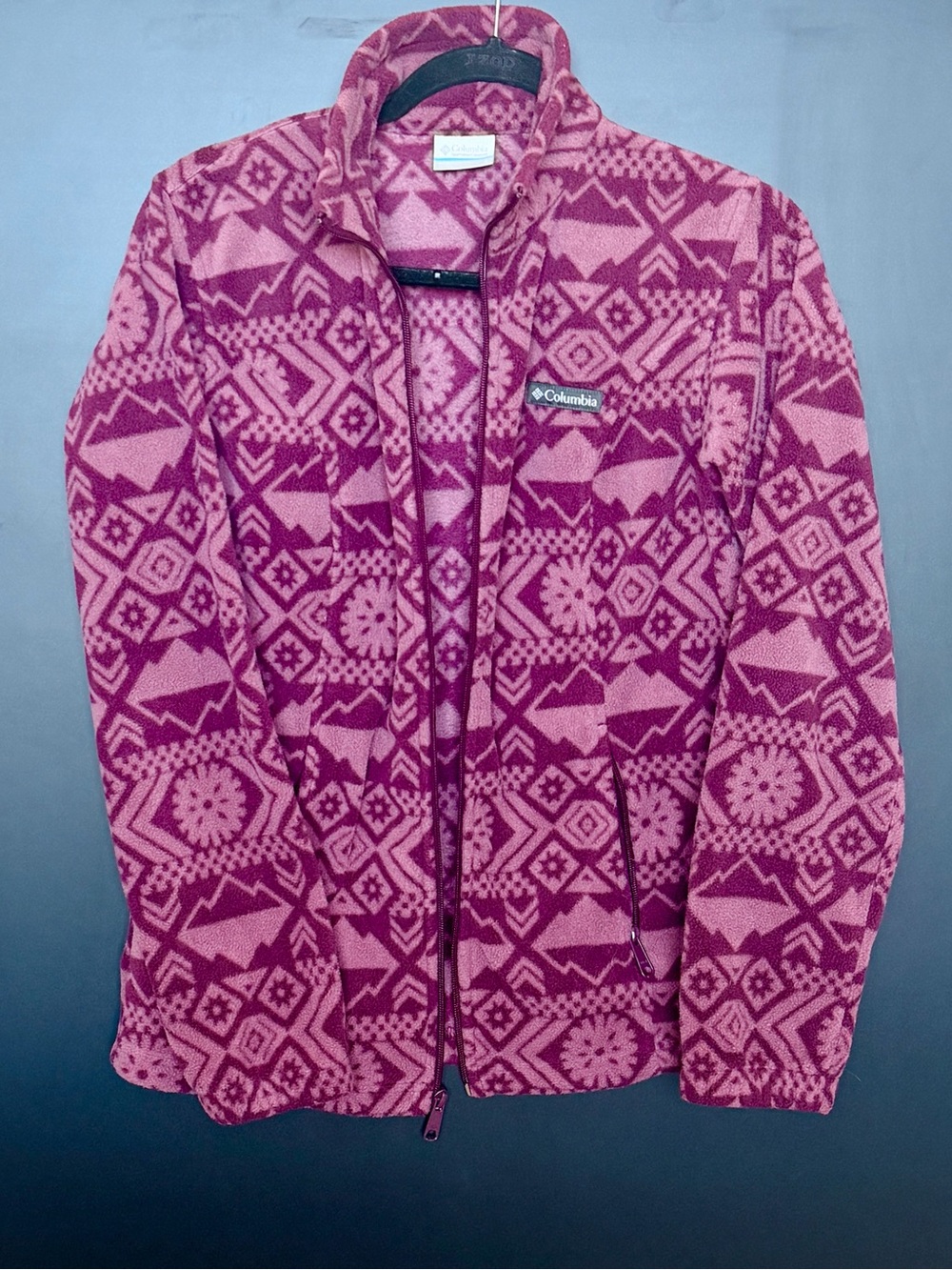 Columbia Pink Patterned Fleece Jacket